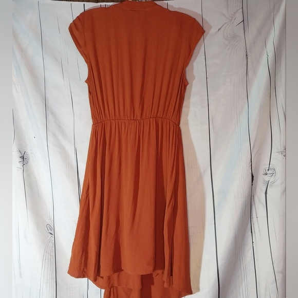 Maeve Anthropologie Rust V-Neck Faux Wrap Dress - Picture 9 of 15